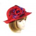Red Fedora Church Derby Dress Hat Lace and Silk Flower Feathers Society Ladies  eb-43062737